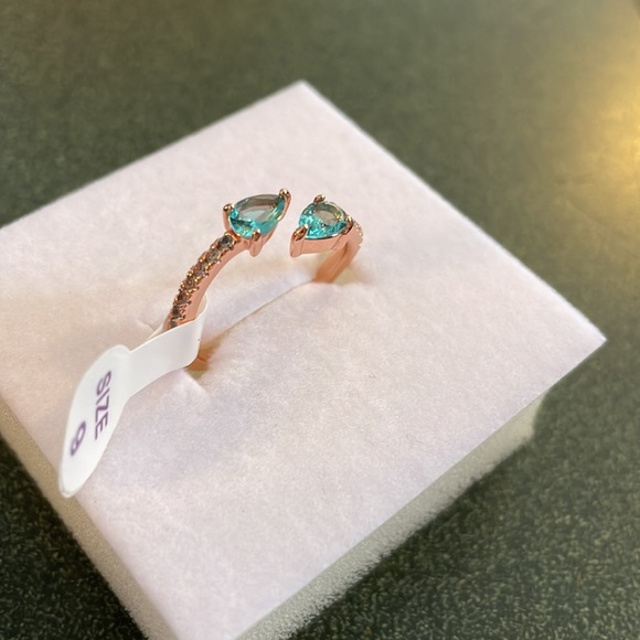 Ring bomb party:lab created ombré pariba topaz with a rose gold plated band - Picture 4 of 7